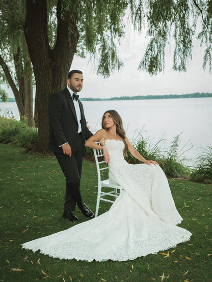 Strapless Lace A-Line Wedding Dress with Train