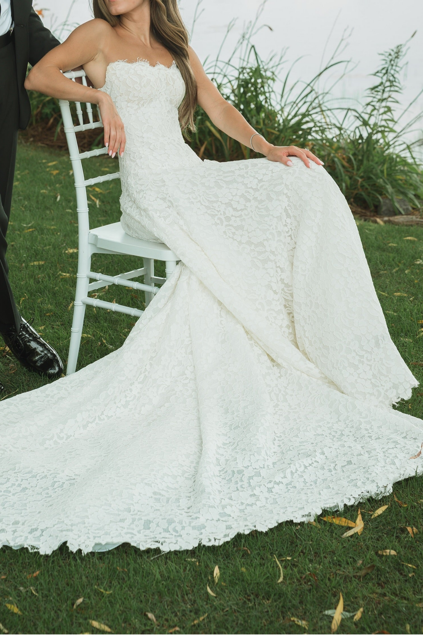 Strapless Lace A-Line Wedding Dress with Train
