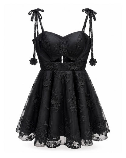 Floral Lace Cut-Out A-Line Mini Dress