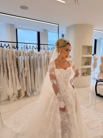 Lace Long Sleeve Ball Gown Wedding Dress