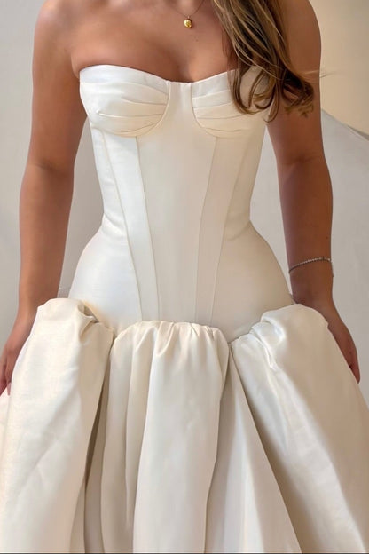 Strapless Corset Bodice Satin Ball Gown Wedding Dress