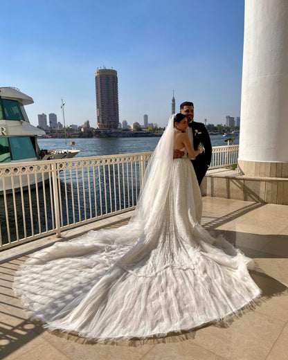 Halter Lace Mermaid Wedding Dress with Detachable Train