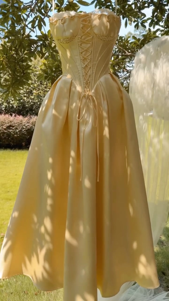 Strapless Corset Ball Gown Evening Dress