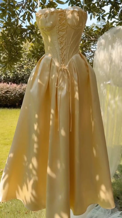 Strapless Corset Ball Gown Evening Dress