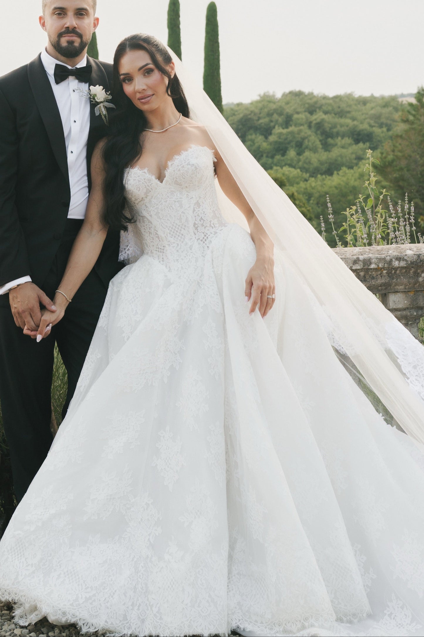Strapless Lace Corset Ball Gown Wedding Dress