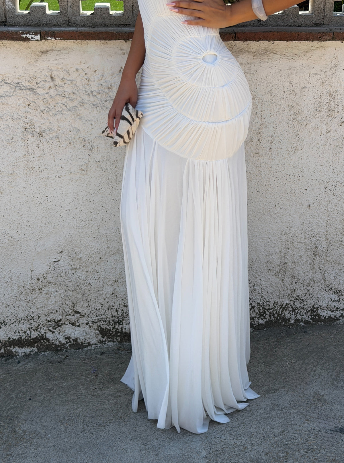 Deep V Halter Ruched Drop-Waist Maxi Dress