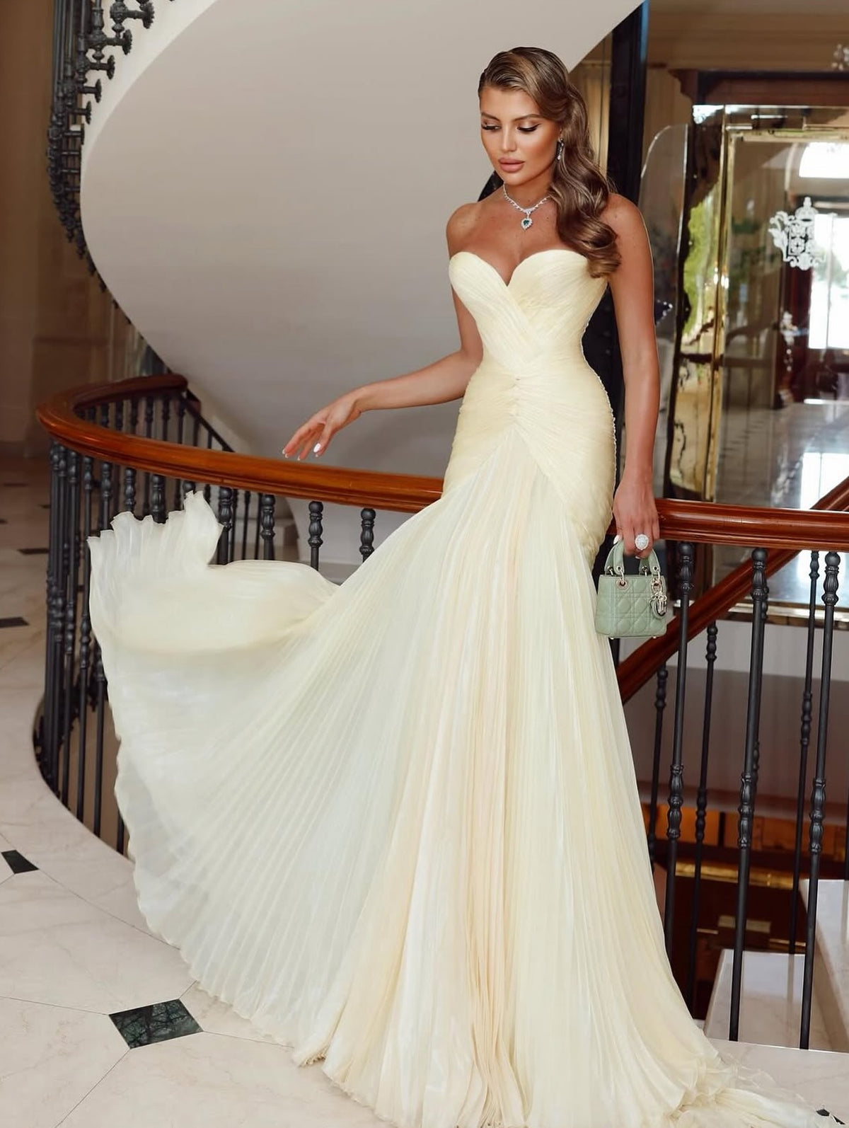 Strapless Ruched Sweetheart Mermaid Evening Gown