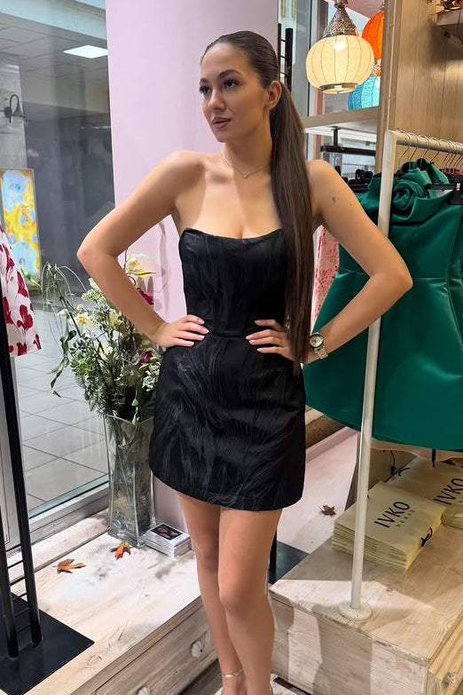 Strapless Sweetheart Textured Mini Dress