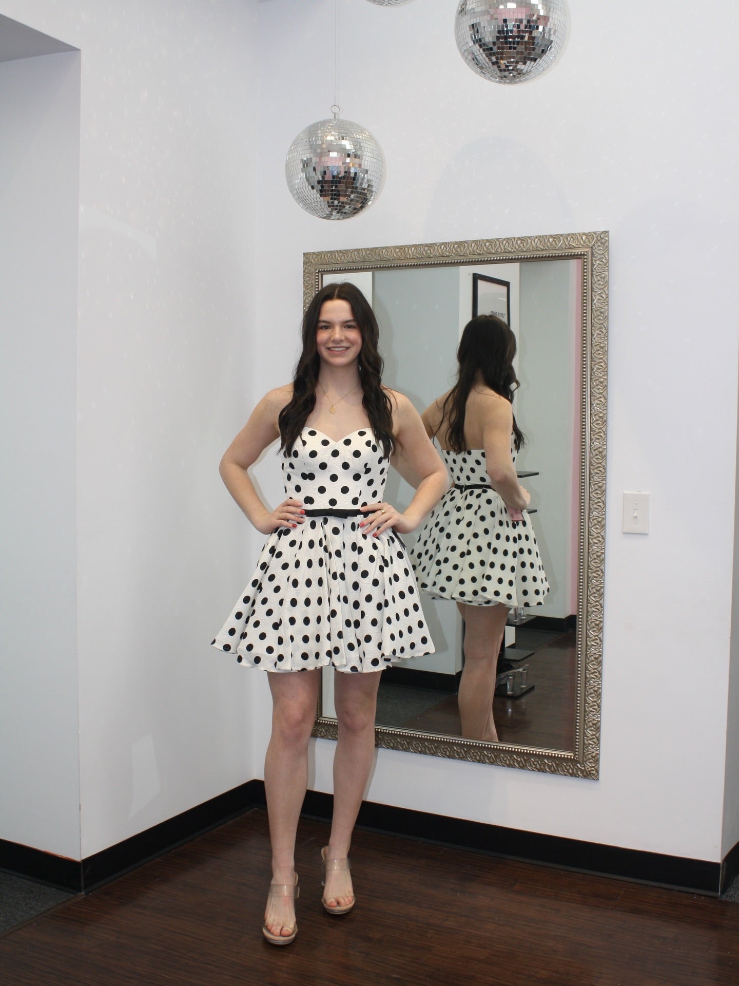 Polka Dot Strapless Fit and Flare Mini Dress