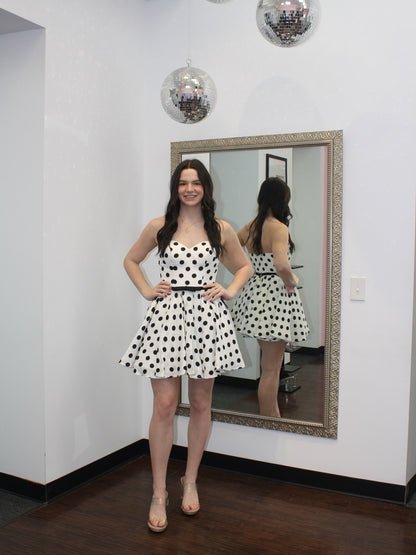 Polka Dot Strapless Fit and Flare Mini Dress