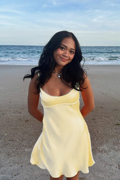 Satin Spaghetti Strap Mini Slip Dress