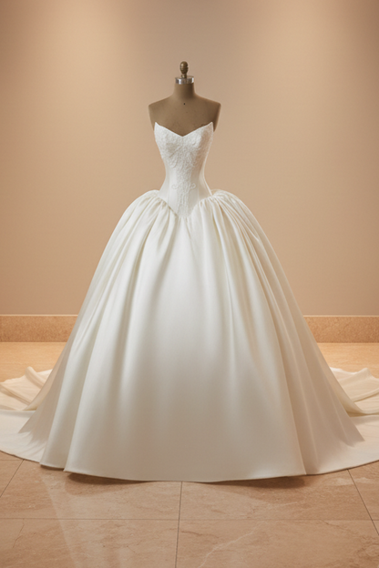 Strapless Sweetheart Ball Gown with Embroidered Corset Bodice