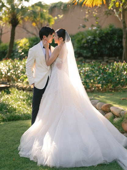 Beaded A-Line Wedding Gown with Sweetheart Neckline