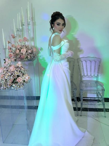 Choker Off-the-Shoulder Satin Wedding Gown