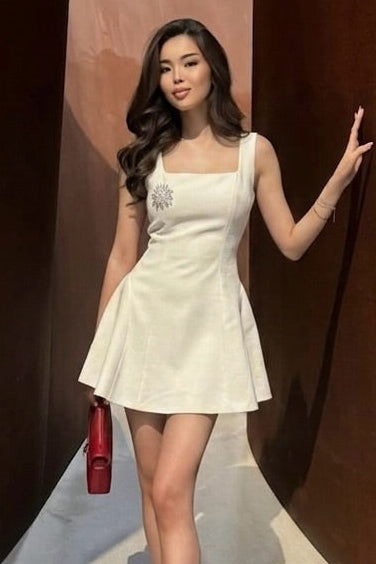 Sleeveless Square Neck Corset Mini Dress