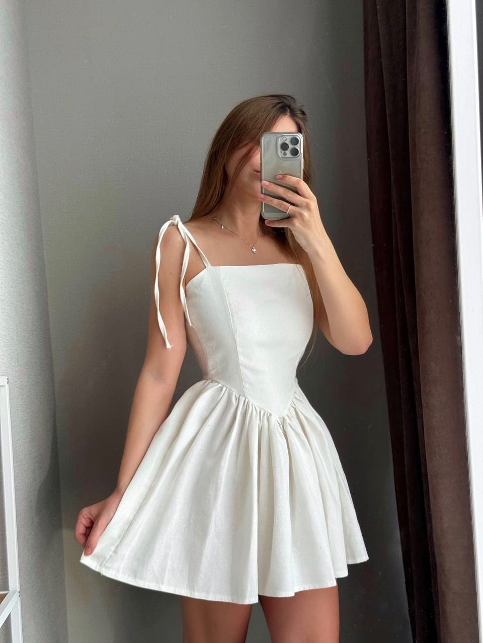 Tie-Strap Corset Mini Dress with Open Back