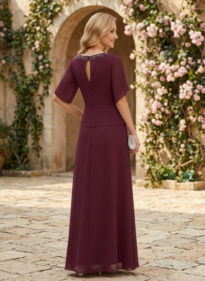 Asymmetric Tiered Chiffon Evening Gown
