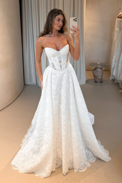 Strapless Lace Corset A-Line Wedding Dress
