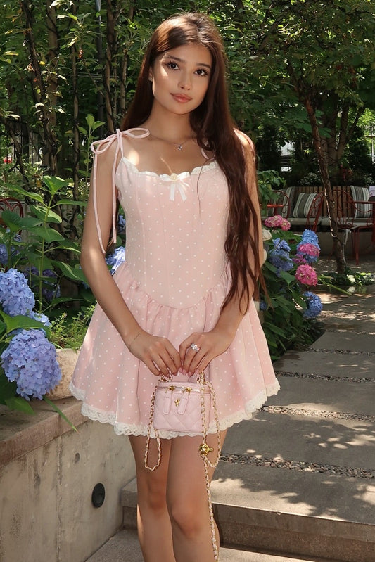Sweetheart Corset Mini Dress with Lace Trim