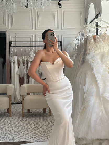 Strapless Corset Satin Mermaid Wedding Dress