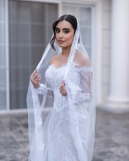 Lace Off-the-Shoulder Mermaid Wedding Dress