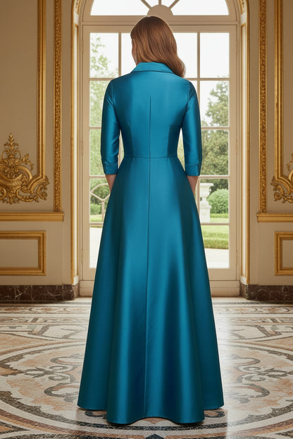 Collared A-Line Shirt Gown with Bow Belt and Pockets