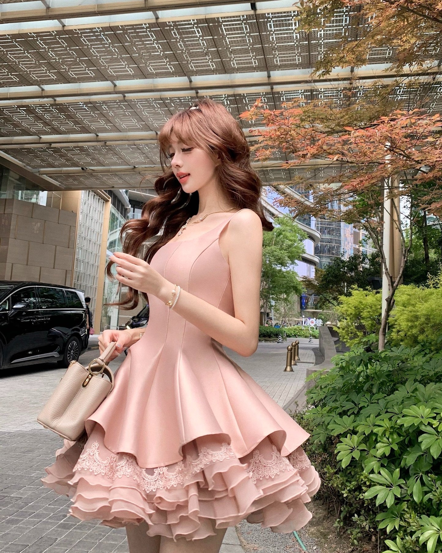 Spaghetti Strap Tiered Ruffle Princess Mini Dress
