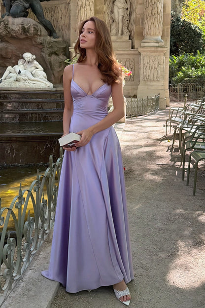 Satin Bustier Maxi Dress with Spaghetti Straps