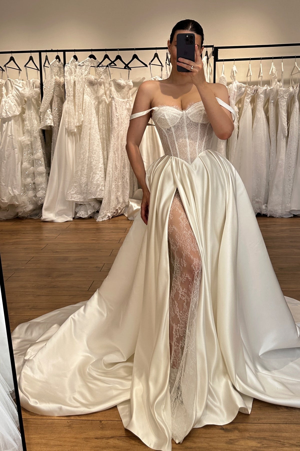 Lace Corset Satin Ball Gown Wedding Dress