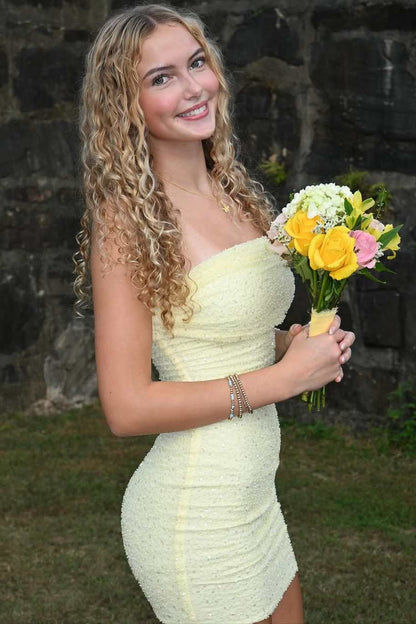 Strapless Sequin Ruched Bodycon Dress