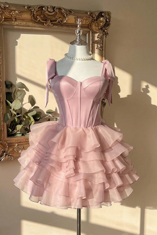 Sweetheart Corset Tiered Ruffled Mini Dress