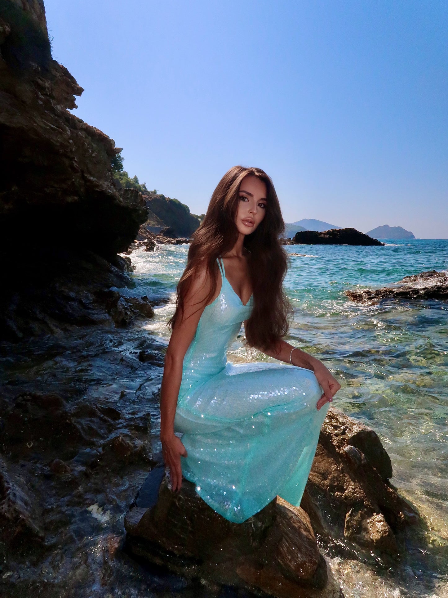 Sequin Mermaid Gown with Crisscross Open Back