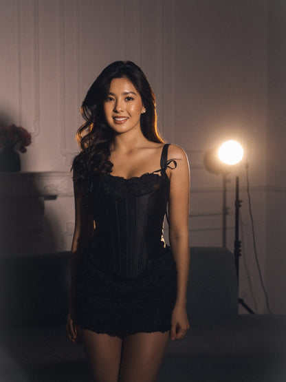 3D Rose Corset Mini Dress