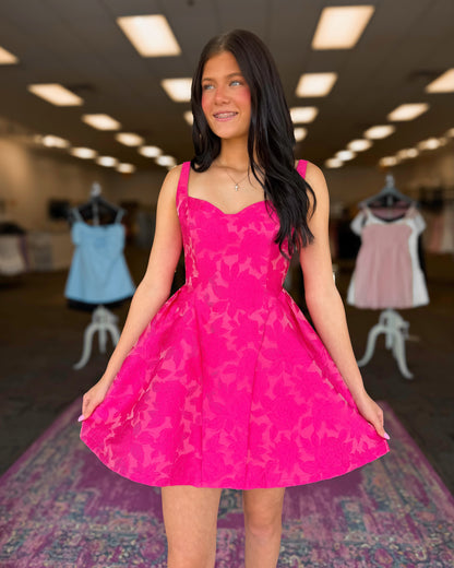 Sweetheart A-Line Jacquard Mini Dress