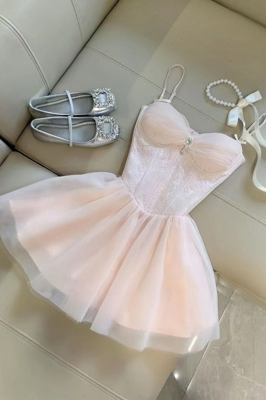 Lace and Tulle Corset Mini Princess Dress