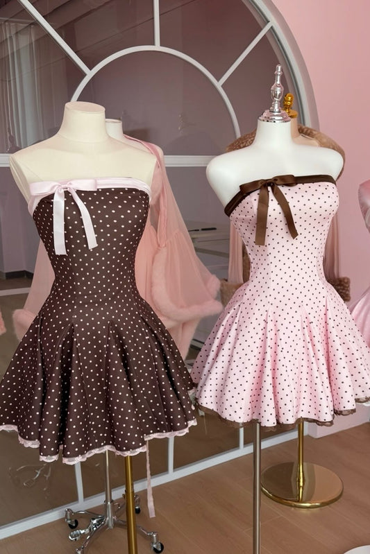 Polka Dot Strapless Fit and Flare Mini Dress