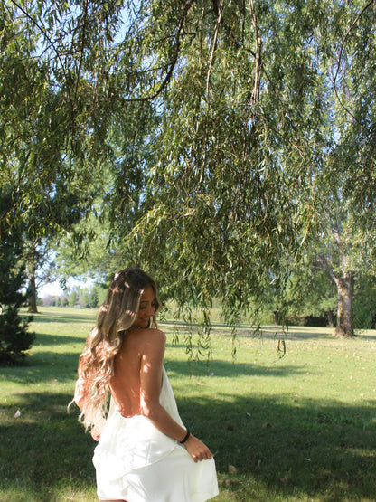 Tiered Halter Backless Mini Dress