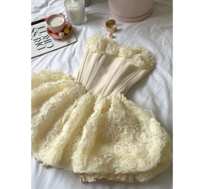 Strapless Corset 3D Floral Mini Dress