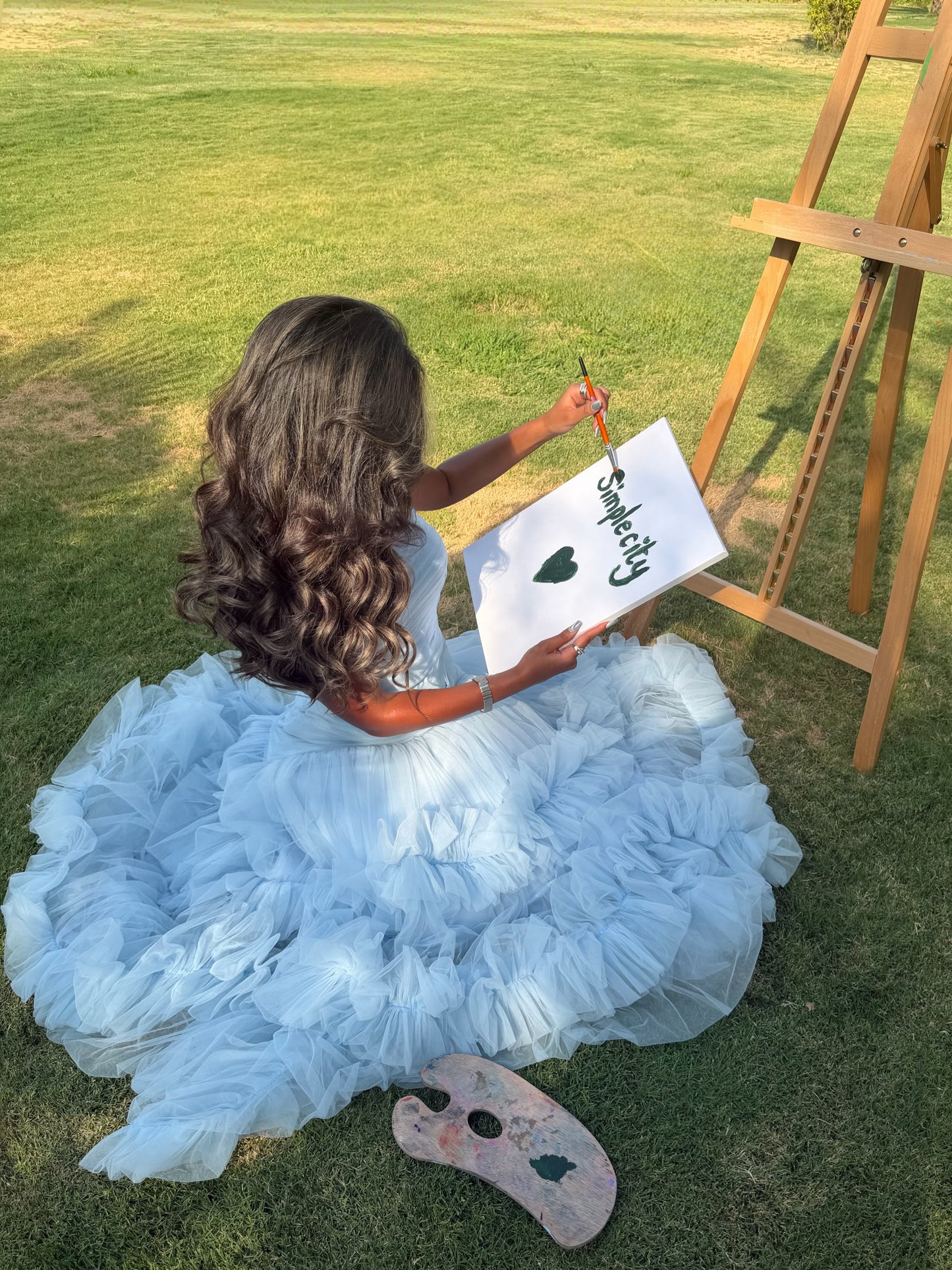 Tiered Tulle Ruffle Halter Evening Gown