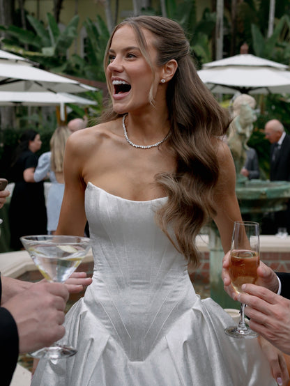 Strapless Basque Waist Ball Gown Wedding Dress