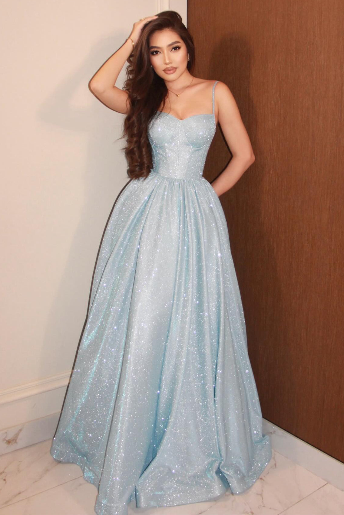 Glitter Sweetheart A-Line Gown with Corset Bodice