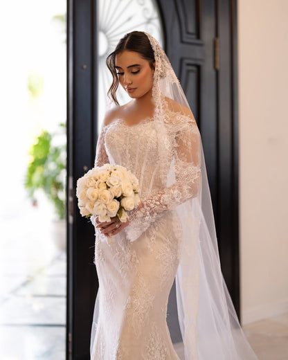 Lace Off-the-Shoulder Mermaid Wedding Dress