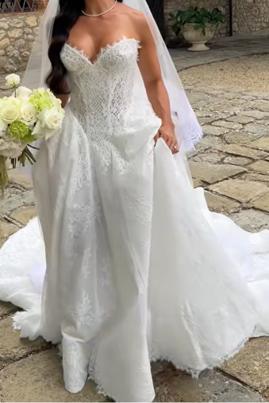 Strapless Lace Corset Ball Gown Wedding Dress