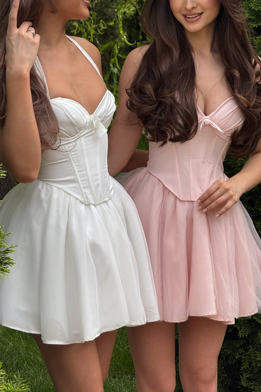 Sweetheart Halter Corset Lace-Up Mini Dress