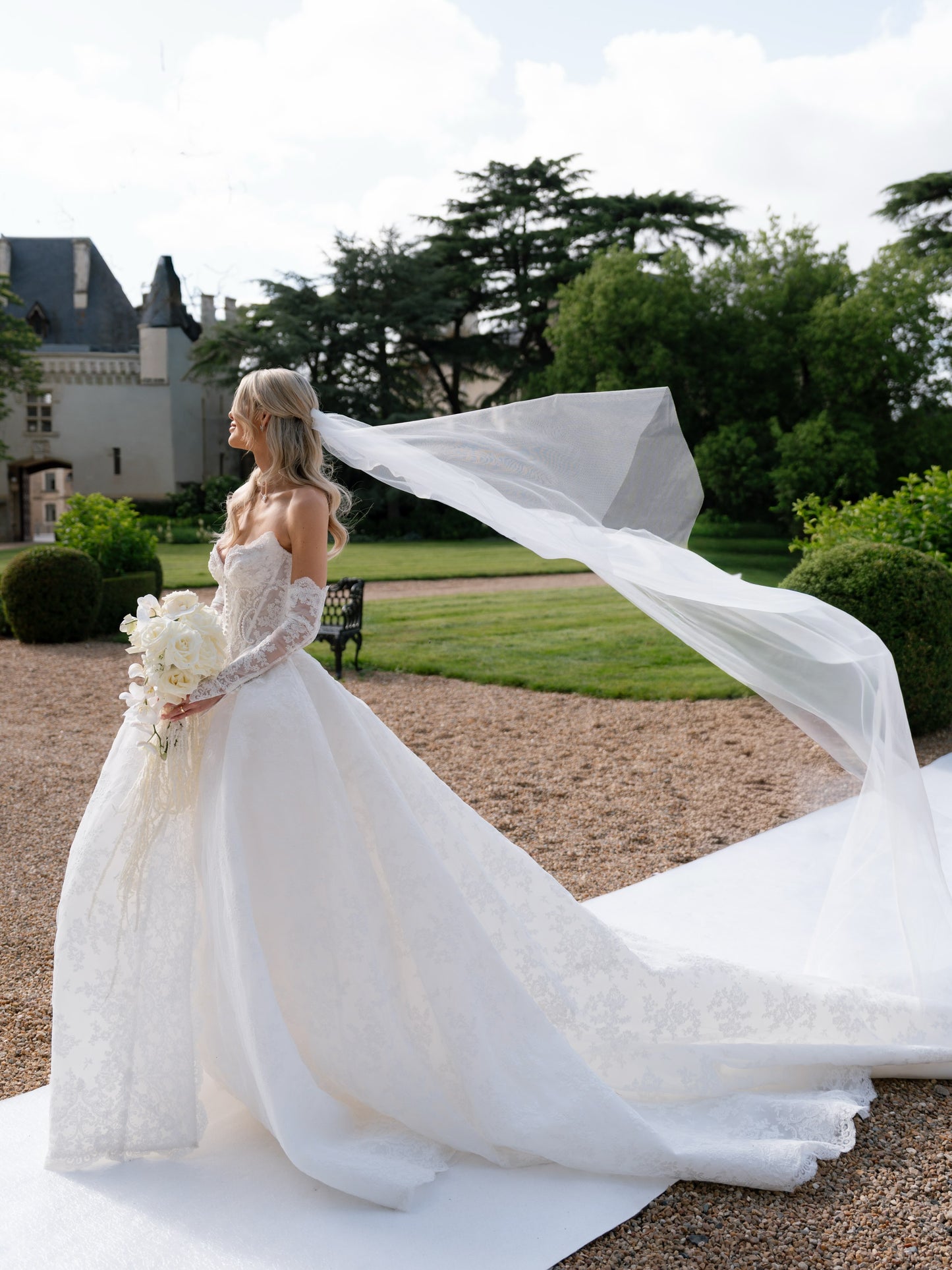 Strapless Lace Corset Ball Gown Wedding Dress