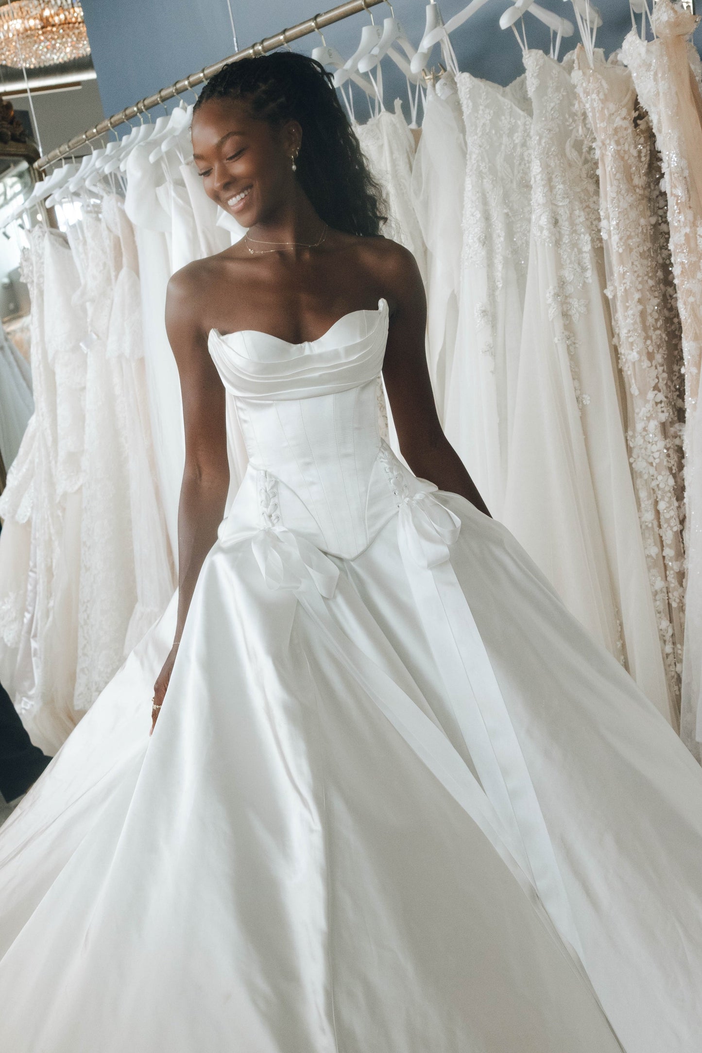Strapless Corset Satin Ball Gown Wedding Dress