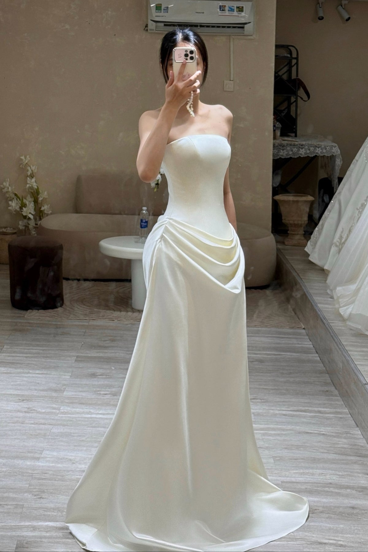 Strapless Draped Basqued Wedding Dress