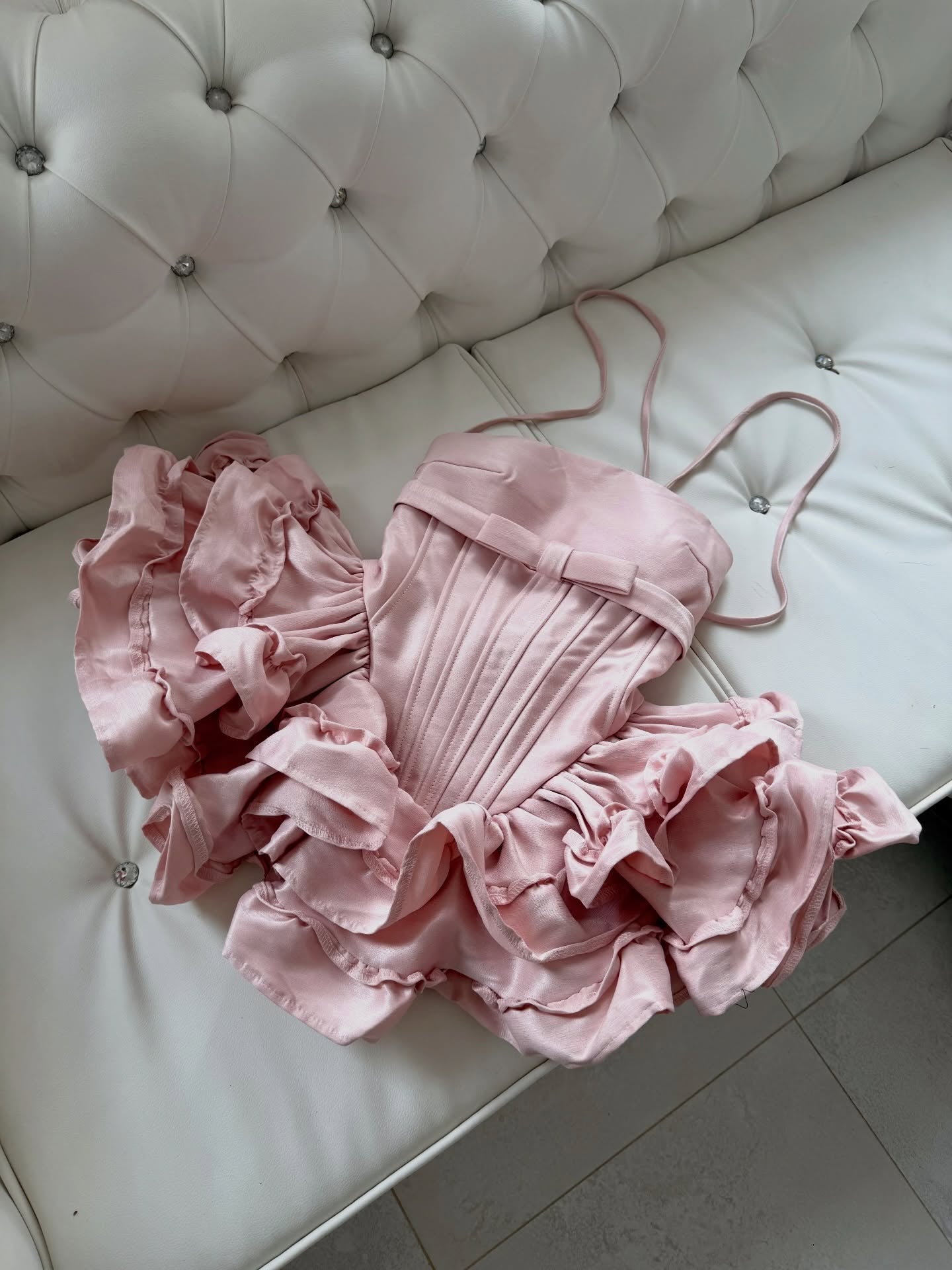 Strapless Corset Tiered Ruffle Mini Dress