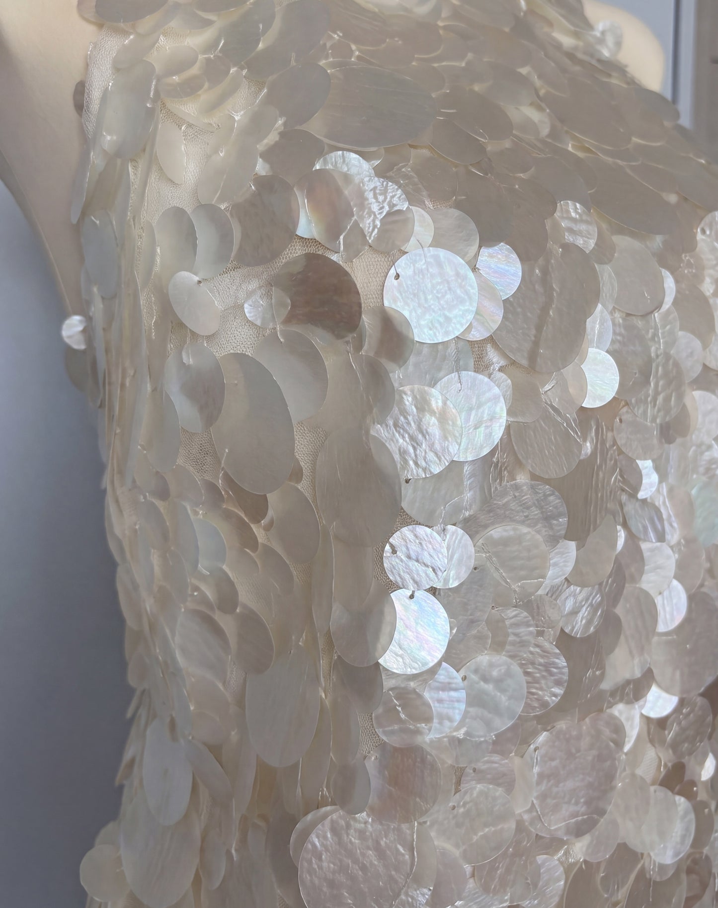 Iridescent Halter Neck Disc Sequin Mini Dress
