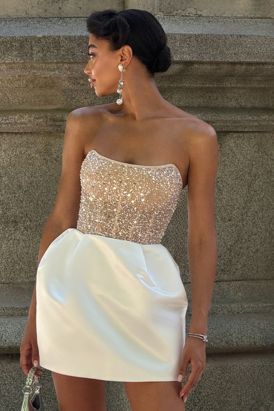 Strapless Corset Bubble Mini Dress